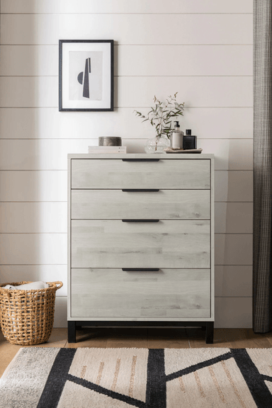 CÓMODA ALTA BETA COLOR CENIZA 4 CAJONES TU MESITA