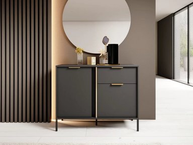 CÓMODA MODERNA BALLARTA 2 PUERTAS 1 CAJÓN TU MESITA COLOR NEGRO