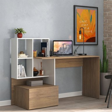 ESCRITORIO CONTEMPORÁNEO BROCHE CAFÉ 149 CM