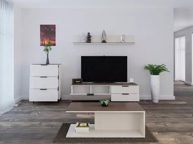 MESA DE CENTRO MODERNA ROCHI COLOR BLANCO/MARRÓN TU MESITA