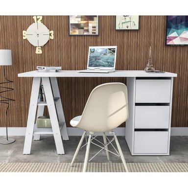ESCRITORIO VINTAGE MODERNO KATIA 135CM BLANCO