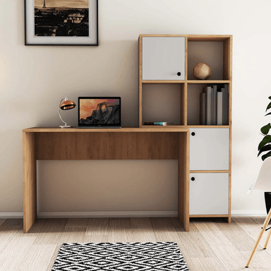 ESCRITORIO CON ORGANIZADOR INTEGRADO MELCHOR COLOR BLANCO/ROBLE TU MESITA