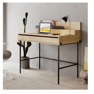 ESCRITORIO MODERNO TU MESITA ATLANTIS COLOR DUNA/NEGRO 1 CAJÓN