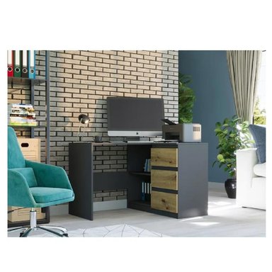 ESCRITORIO EN L CLÁSICO TU MESITA CENTURY COLOR NEGRO/HAYA 3 CAJONES