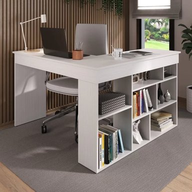 ESCRITORIO CON LIBRERO FLORIDA COLOR BLANCO TU MESITA