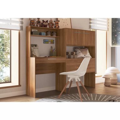 ESCRITORIO CON ESTANTE GALENO COLOR MARRÓN TU MESITA