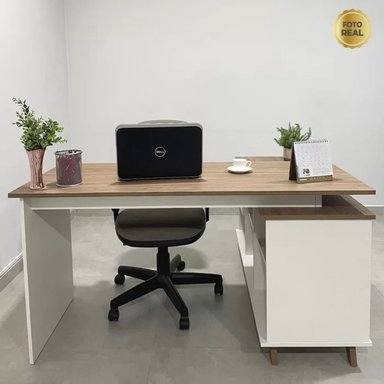 ESCRITORIO EN L CON ORGANIZADOR BORICUA COLOR BLANCO/ROBLE TU MESITA - 3