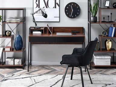 ESCRITORIO MODERNO RIKKO COLOR MARRÓN/NEGRO TU MESITA 2 CAJONES