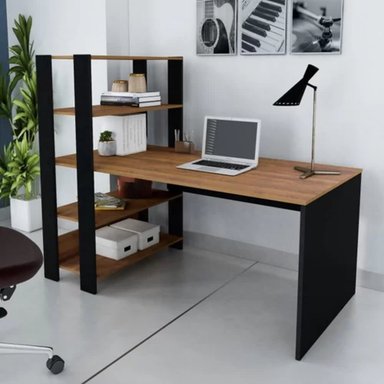 ESCRITORIO MODERNO CON ESTANTES ENZO MARRÓN/NEGRO