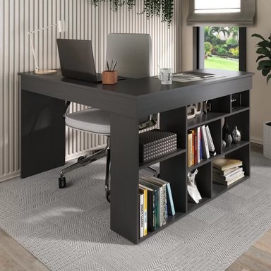 ESCRITORIO CON LIBRERO FLORIDA COLOR NEGRO TU MESITA