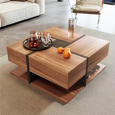 MESA DE CENTRO MODERNA TU MESITA CLOE COLOR MARRÓN/NEGRO 4 CAJONES
