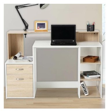 ESCRITORIO JUVENIL TU MESITA KEVIN COLOR BLANCO/DUNA 1 CAJÓN 1 PUERTA