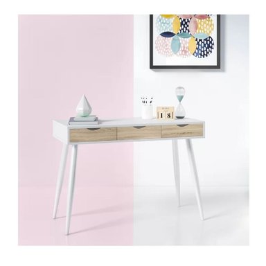 ESCRITORIO VINTAGE TU MESITA MARTY COLOR BLANCO/DUNA 3 CAJONES