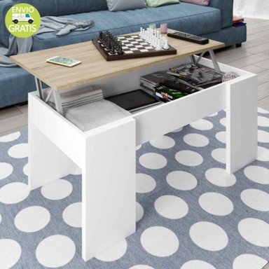MESA DE CENTRO ELEVABLE DUBAI COLOR BLANCO/DUNA TU MESITA - 1