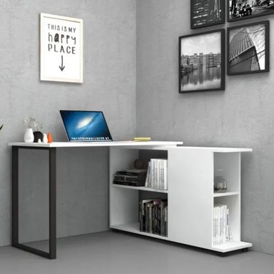 ESCRITORIO MODERNO CON LIBRERO CALI COLOR BLANCO TU MESITA - 1
