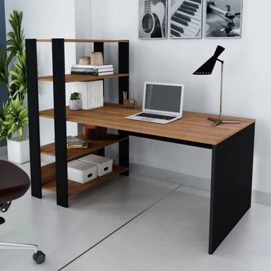 ESCRITORIO MODERNO CON ESTANTES JESÚS COLOR NEGRO/MARRÓN TU MESITA