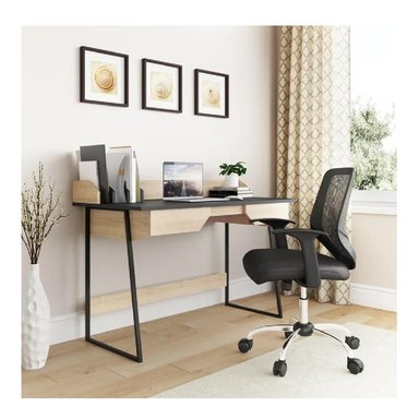 ESCRITORIO MODERNO TU MESITA XAVI COLOR DUNA/NEGRO 2 CAJONES