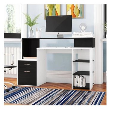 ESCRITORIO JUVENIL TU MESITA KEVIN COLOR BLANCO/NEGRO 1 CAJÓN 1 PUERTA