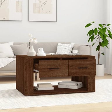 MESA DE CENTRO AROA COLOR MARRÓN 2 CAJONES TU MESITA - 1