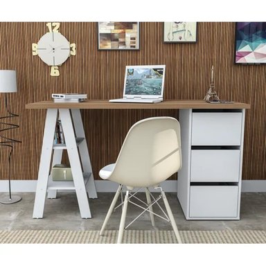 ESCRITORIO VINTAGE MODERNO KATIA 135CM BLANCO/DUNA