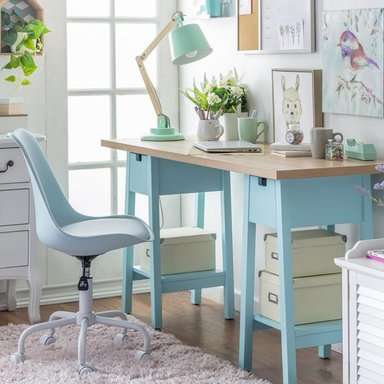 ESCRITORIO VINTAGE DANNA TURQUESA 2 CAJONES