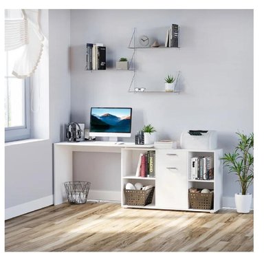 ESCRITORIO EXTENDIBLE TU MESITA LIAM COLOR BLANCO 1 CAJÓN 1 PUERTA