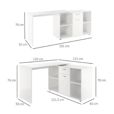 ESCRITORIO EXTENDIBLE TU MESITA LIAM COLOR BLANCO 1 CAJÓN 1 PUERTA - 2