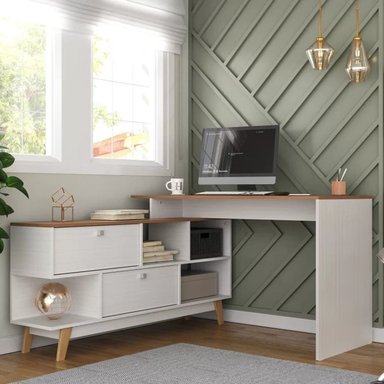 ESCRITORIO MODERNO CON ORGANIZADOR CARPENTER COLOR BLANCO/MARRÓN TU MESITA