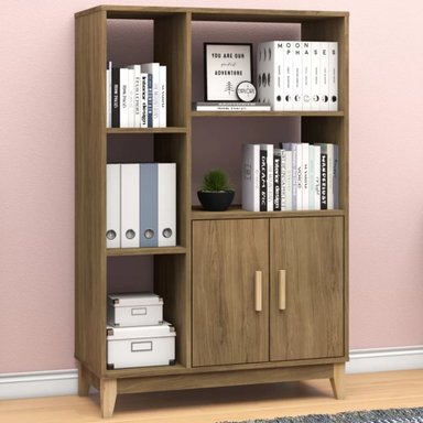 LIBRERO MODERNO ALLENDE COLOR MARRÓN 2 PUERTAS TU MESITA