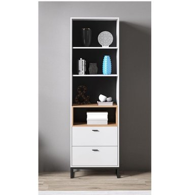 LIBRERO ALTO TU MESITA LEYTO COLOR BLANCO/ROBLE 2 CAJONES