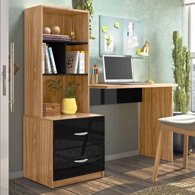 ESCRITORIO JUVENIL MODERNO NAZCA COLOR MARRÓN/NEGRO TU MESITA