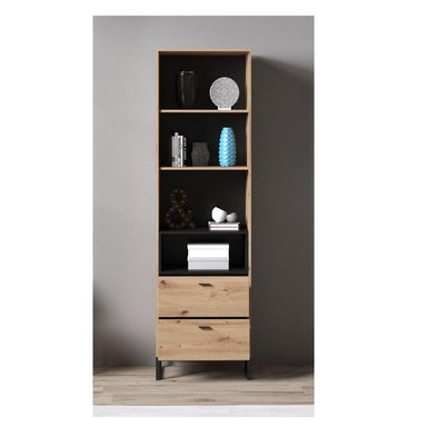 LIBRERO ALTO TU MESITA LEYTO COLOR ROBLE/NEGRO 2 CAJONES