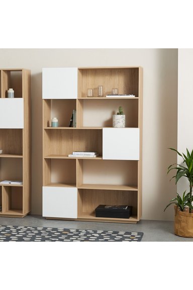 LIBRERO MODERNO SEVILLA COLOR DUNA/BLANCO 3 PUERTAS TU MESITA