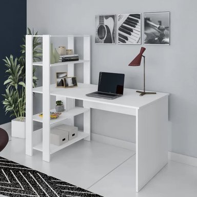 ESCRITORIO MODERNO CON ESTANTES JESÚS COLOR BLANCO TU MESITA