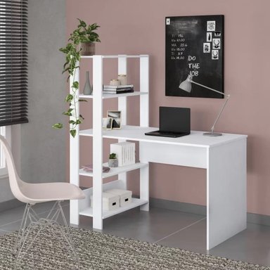 ESCRITORIO MODERNO CON ESTANTES JESÚS COLOR BLANCO TU MESITA - 2