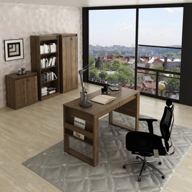 ESCRITORIO MODERNO ZAMIR COLOR MARRÓN 2 CAJONES TU MESITA