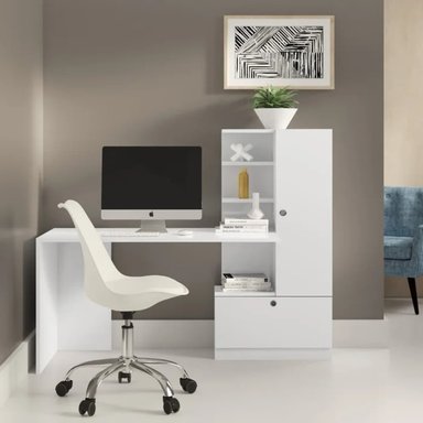 ESCRITORIO CON ARMARIO LAMAS COLOR BLANCO 2 PUERTAS TU MESITA