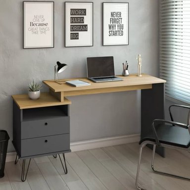 ESCRITORIO MINIMALISTA NORRIS COLOR DUNA/GRIS OSCURO TU MESITA - 2