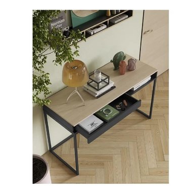 ESCRITORIO INDUSTRIAL TU MESITA SIGMA COLOR DUNA/NEGRO 1 CAJÓN