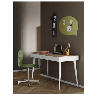 ESCRITORIO VINTAGE TU MESITA RISSO COLOR NEGRO/BLANCO/HAYA 1 CAJÓN