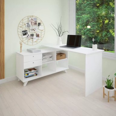 ESCRITORIO EN L CON ORGANIZADOR BORICUA COLOR BLANCO TU MESITA