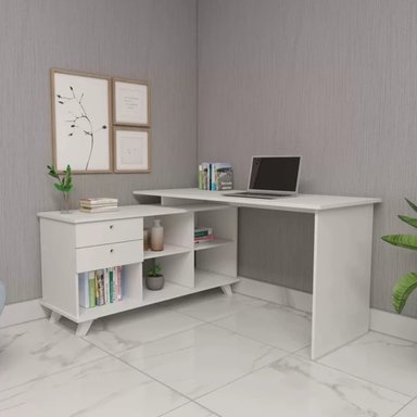 ESCRITORIO EN L CON ORGANIZADOR BORICUA COLOR BLANCO TU MESITA - 2