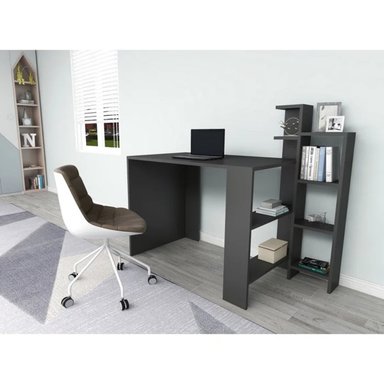 ESCRITORIO MODERNO PALACE CON LIBRERO COLOR NEGRO TU MESITA