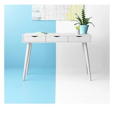 ESCRITORIO VINTAGE TU MESITA MARTY COLOR BLANCO 3 CAJONES