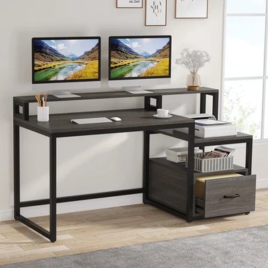 ESCRITORIO INDUSTRIAL BULGARY COLOR GRIS TU MESITA