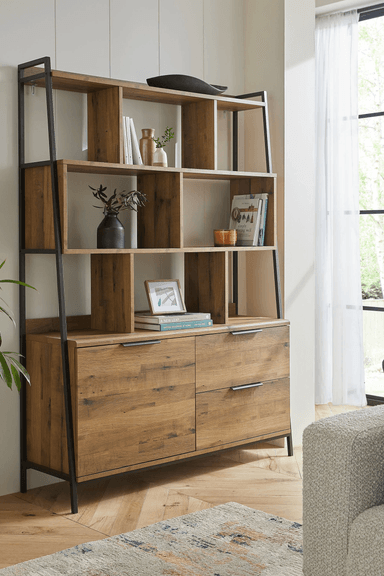 LIBRERO CON ESTANTES RÚSTICO GRECO COLOR MARRÓN TU MESITA