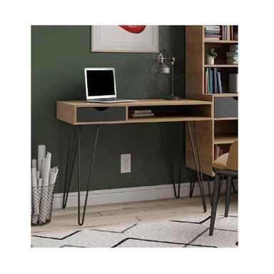 ESCRITORIO MODERNO TU MESITA GOTEN COLOR HAYA/GRIS 1 CAJÓN