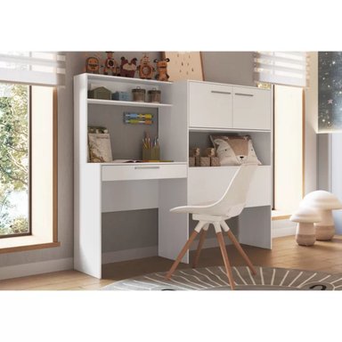 ESCRITORIO CON ESTANTE GALENO COLOR BLANCO TU MESITA