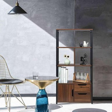 LIBRERO MODERNO TU MESITA JOSH COLOR MARRÓN 2 CAJONES 1 PUERTA