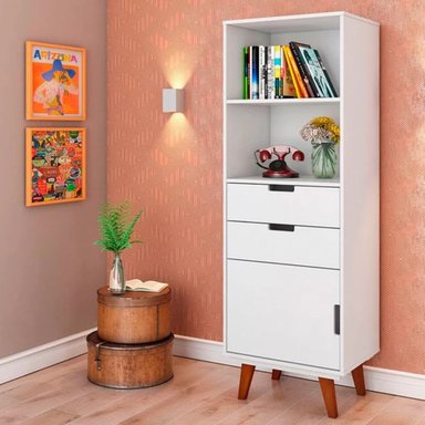 ESTANTE JUVENIL PARIS COLOR BLANCO ! PUERTA 2 CAJONES TU MESITA